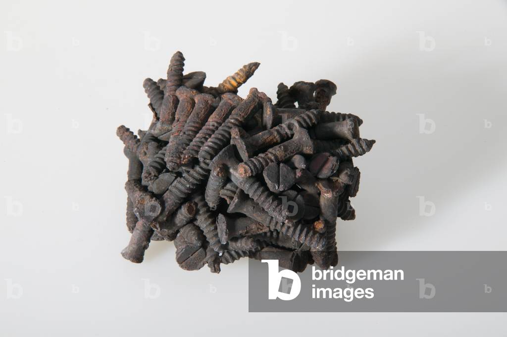 Mass of molten screws recovered from the Chicago Fire of 1871.
