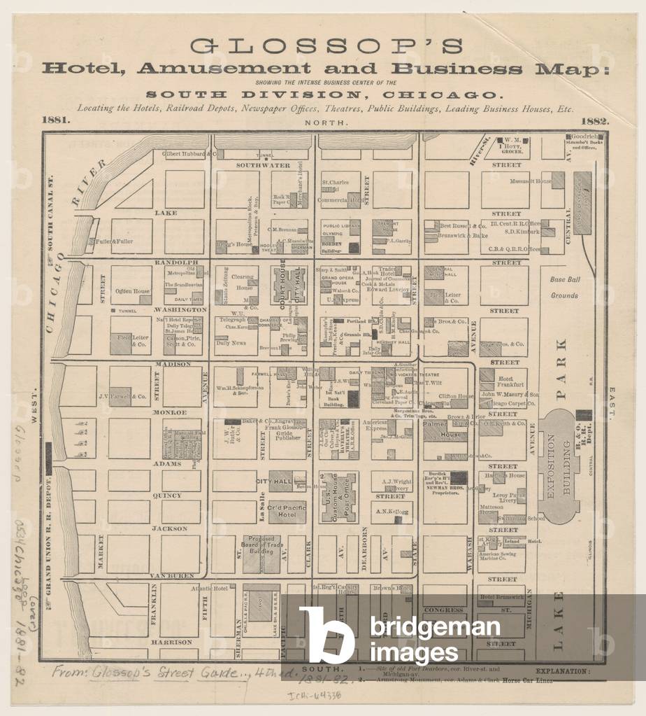 Glossop's Hotel, Amusement and Business Map, c.1881-82 (litho)