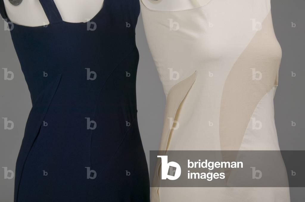 Evening dress, 1934, with reproduction showing contruction method (detail view of bust), Silk bouclé crepe, Charles James, U.S.A.