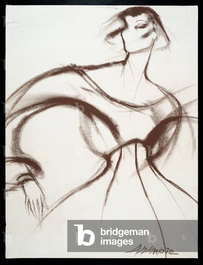 Dress with fitted waistline and dolman-like sleeves