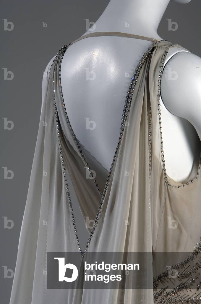 Court presentation gown, 1938 (back oblique partial view), Silk chiffon, rhinestone, glass beads, Madeleine Vionnet, France