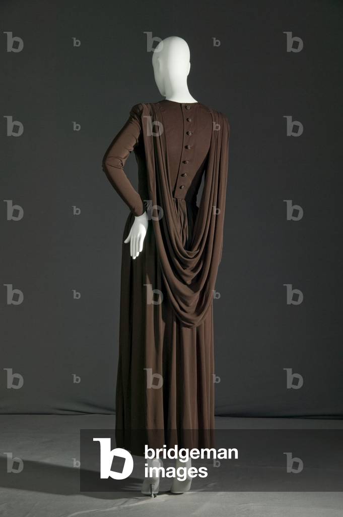 Mother-of-the-bride dress, 1948 (back view), Silk jersey, Hardy Amies, England