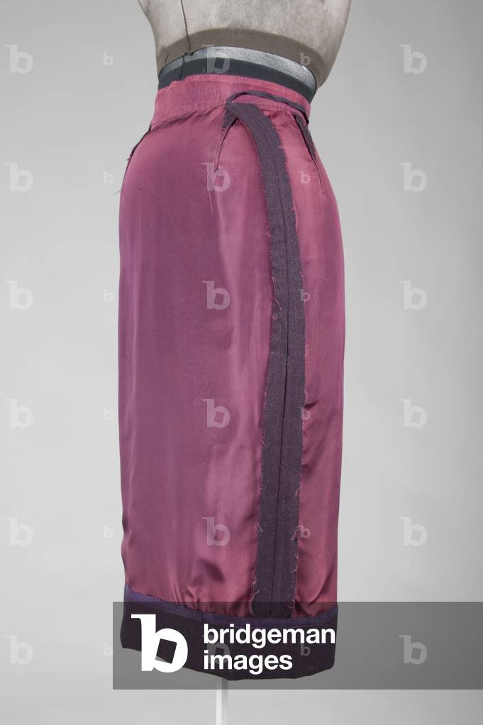 Tunic suit, Pagoda, 1955 (oblique view of skirt front shown inside-out), Wool, silk taffeta, Charles James, U.S.A.