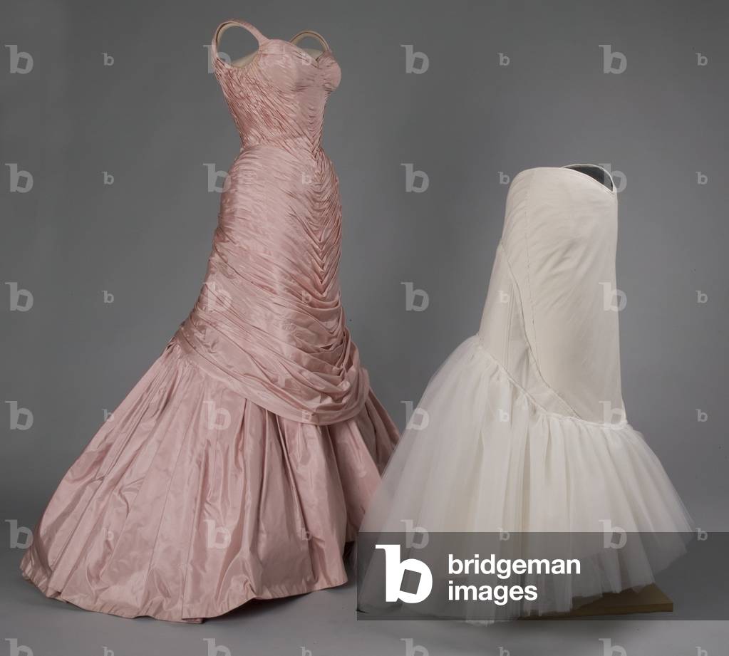 Evening dress, Tree, 1957 (with reproduction of skirt understructure, side view), Silk taffeta, Charles James, New York