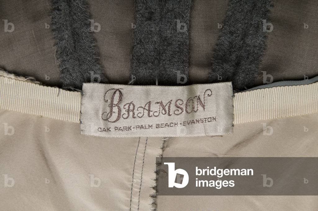 Retail label inside Charles James day dress, 1951.