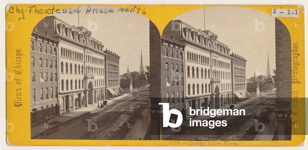 View of Crosby's Opera House before the Chicago Fire of 1871 (b/w photo)