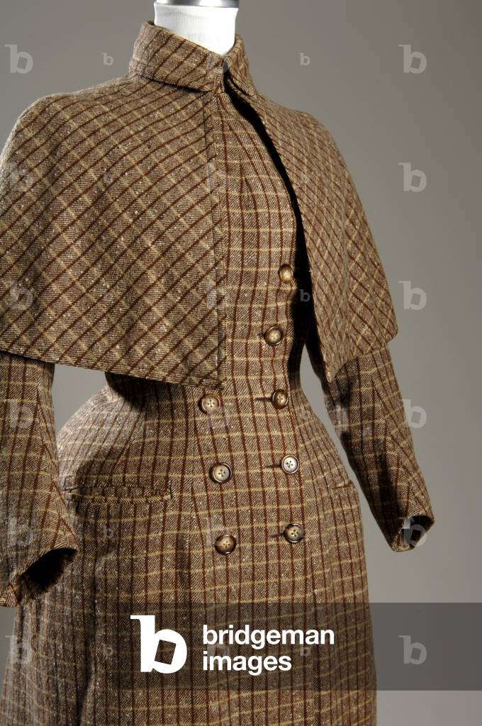 Setting-out ensemble, 1888 (front oblique partial view), Plaid wool, John Redfern, France