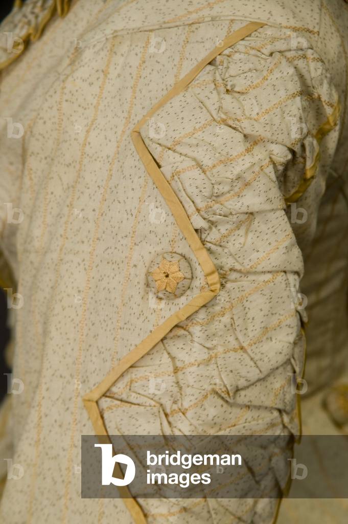 Trousseau dress, 1880 (sleeve detail), Cotton twill, silk taffeta, No label