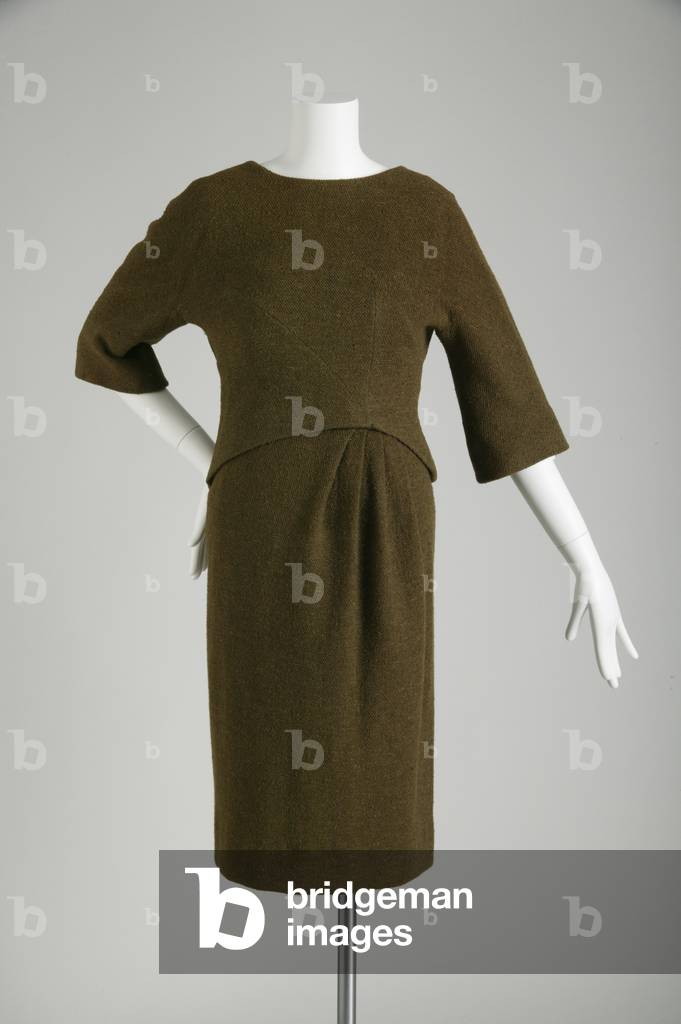Bodice and skirt outfit, 1956 (front view), Wool tweed, Pierre Cardin, France