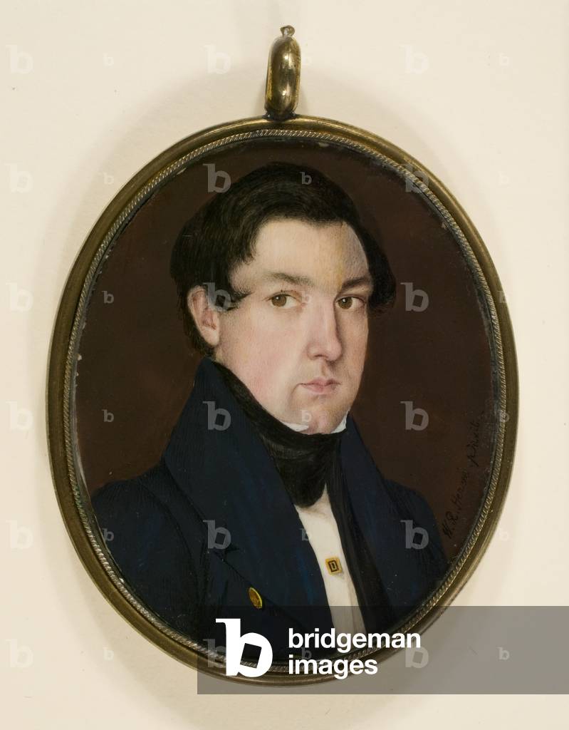 Miniature portrait of Ebenezer White, c.1837 (w/c on ivory, leather, copper alloy & glass)