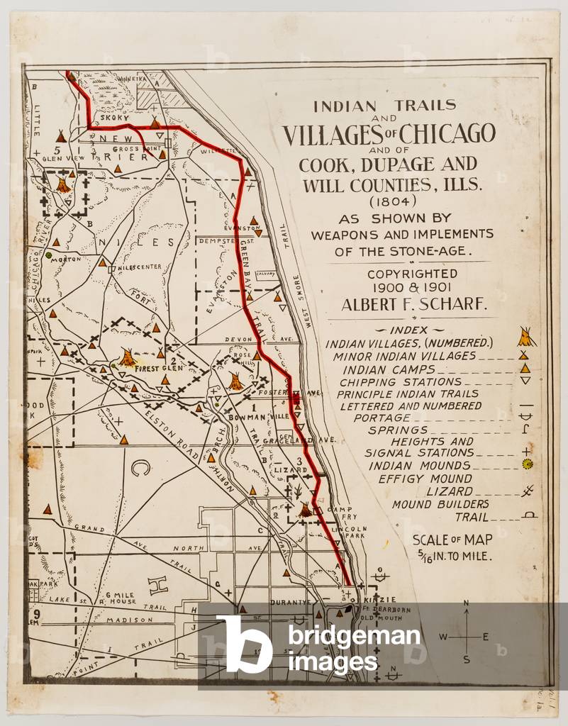 Map of American Indian trails and villages