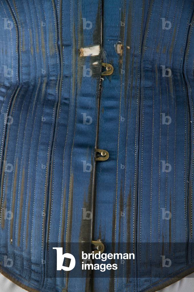 Wedding corset, 1884, Embroidered silk satin, lace, Maker unknown