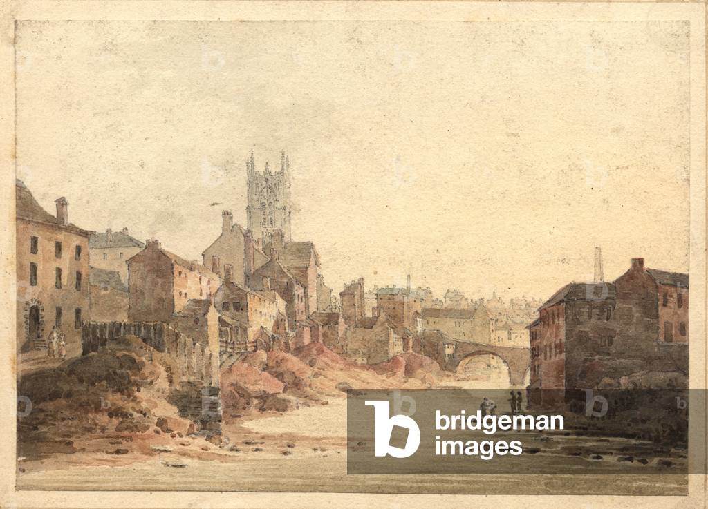 View of the River Irwell, Manchester, c.1820-30 (w/c on paper)