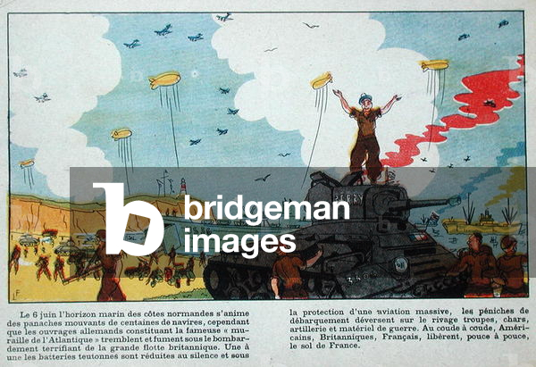 The Normandy Landing, 6th June 1944, from a children's book, 1945 (colour litho)