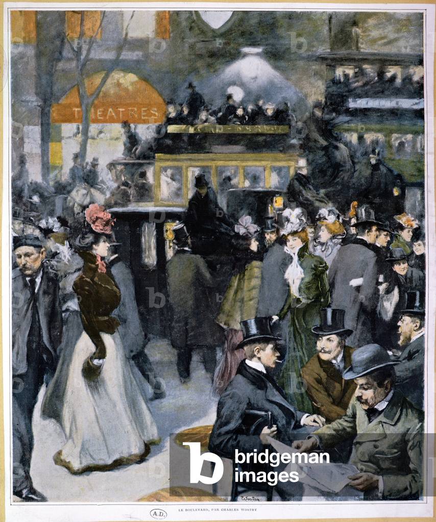 "Der Boulevard (Farbe litho)", 19. Jahrhundert von Carlo Wostry