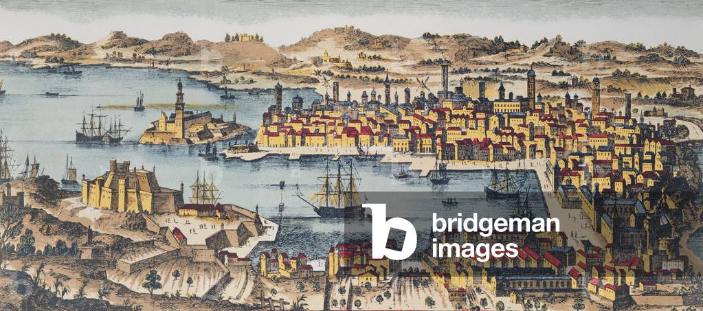 Marseille at the End of the 17th Century (coloured engraving)