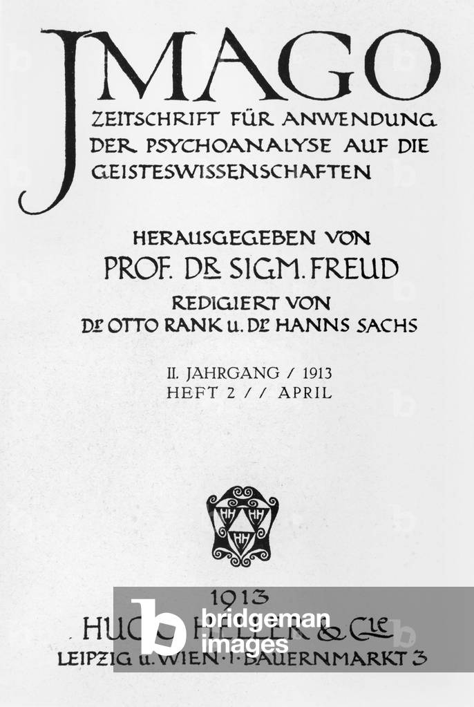 Front cover of the magazine 'Imago', published by Hugo Heller, Leipzig und Wien, April 1913 (b/w photo)