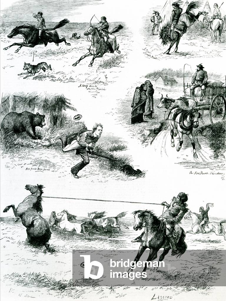 Life in Manitoba, 1877 (engraving) (b/w photo)