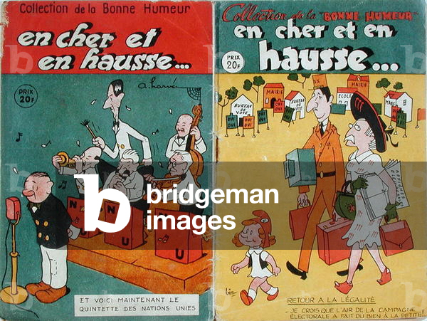 Caricatures of the United Nations and of the French Government, c.1945-46 (colour litho)