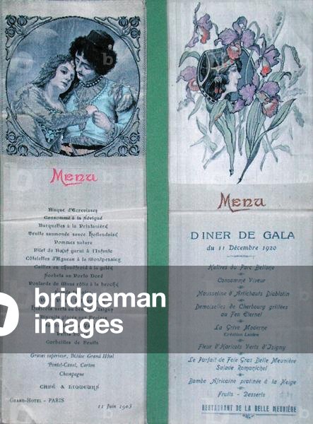 Wedding Menu, 11th June 1904; Gala Menu, 11th December 1920 (silk)