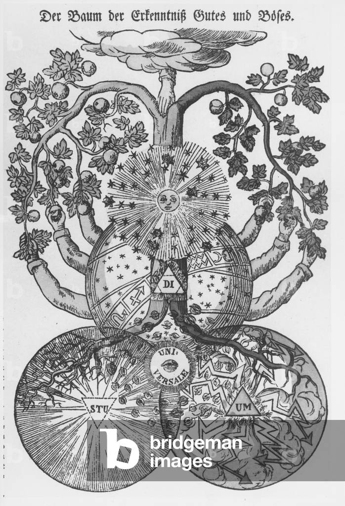 Image of The Tree of knowledge of good and evil (engraving) (b/w by ...