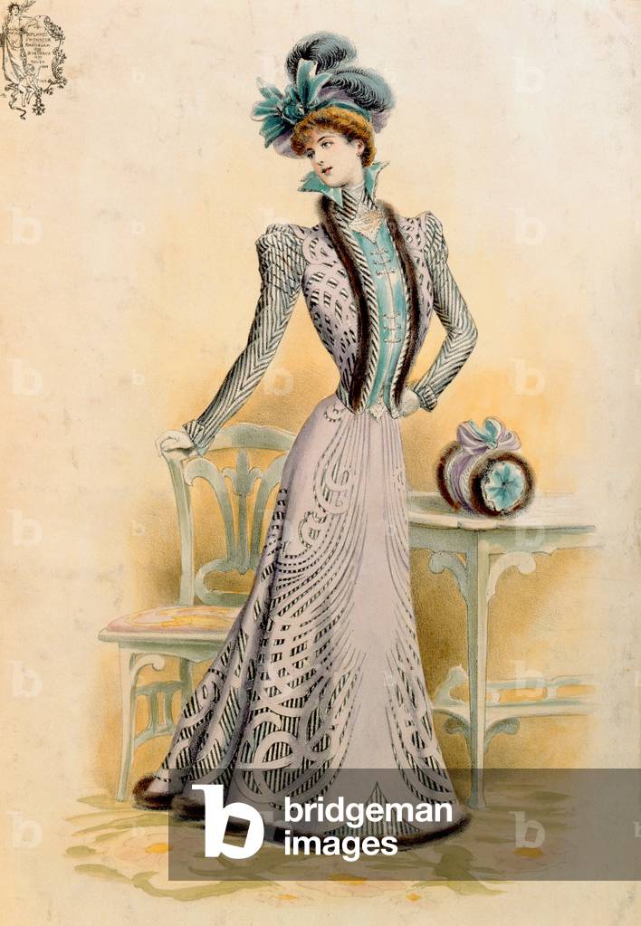 French fashion, 1899 (coloured engraving)