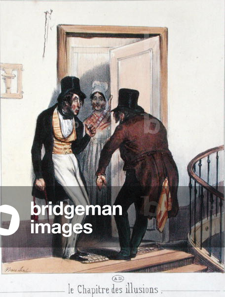 Two drunks returning home (colour litho)