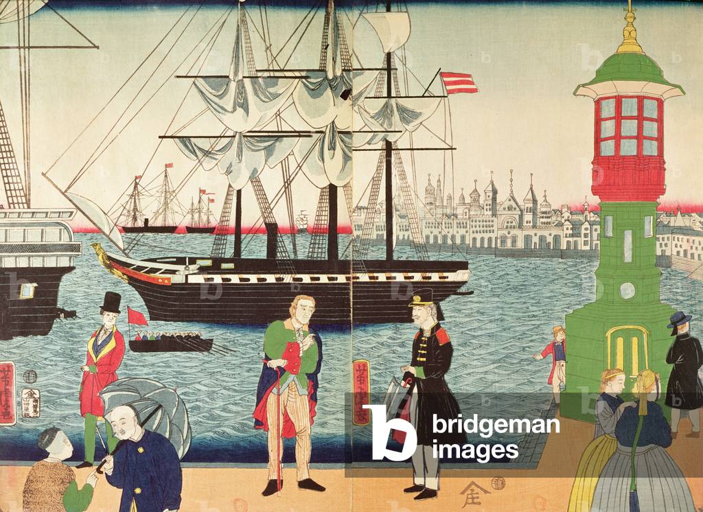 Città di Parigi, come immaginato da un artista giapponese, ca. 1859 (xilografia a colori)