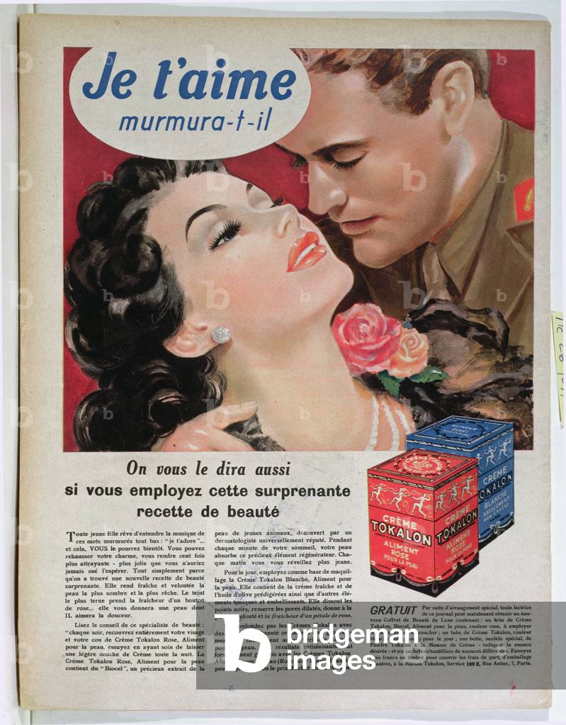 Advertisement for 'Tokalon' beauty cream, from 'Marie-Claire', April 1940 (colour litho)