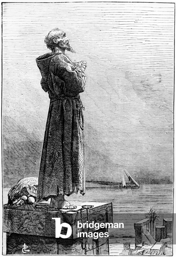St Simeon Stylites, late C19th (engraving)