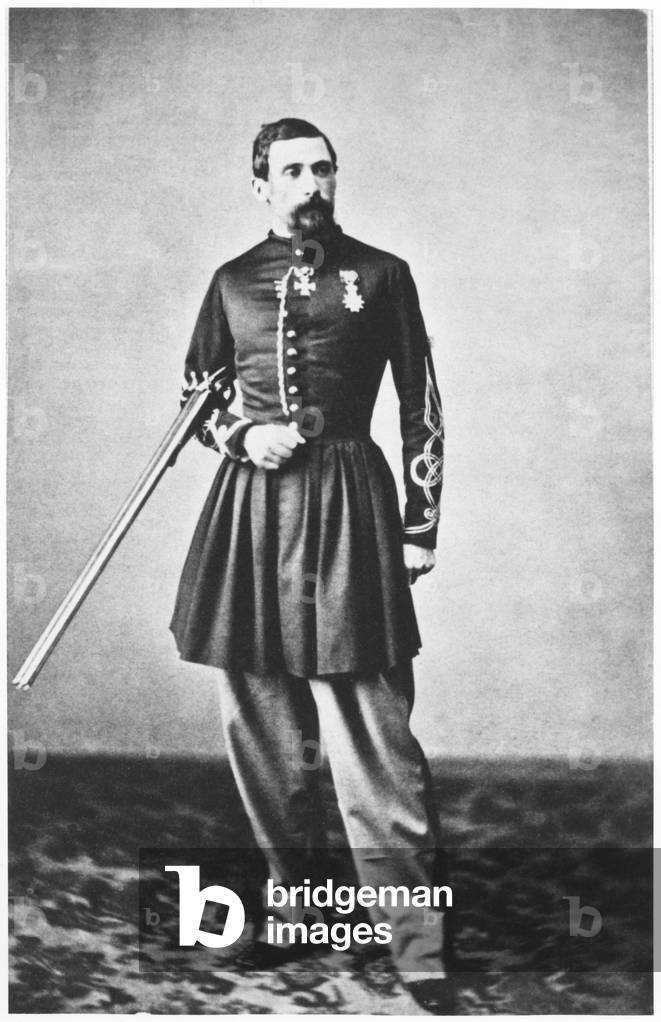 Portrait of Jules Gerard (1817-1864) Lieutenant of the 3rd Regiment of Spahis (b/w photo)