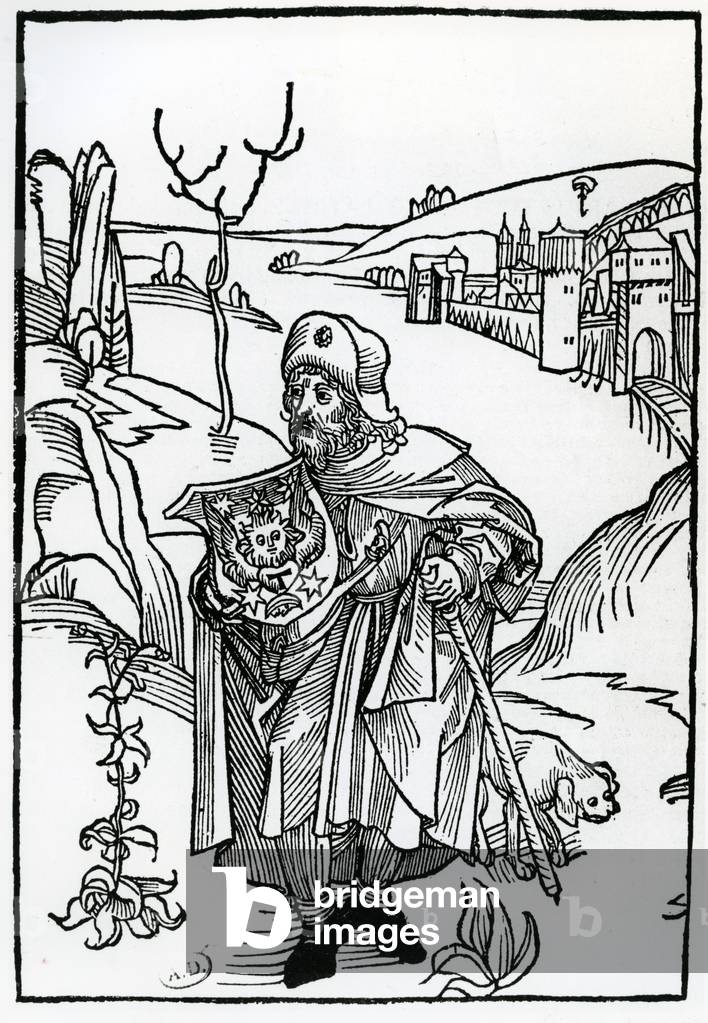 Gerson as a Pilgrim, frontispiece to 'Gersonis Opera' by Jean Gerson, published 1489 (woodcut)