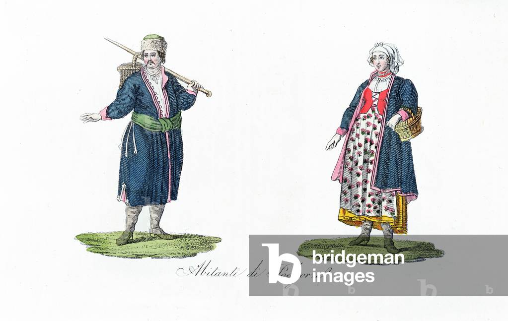 Inhabitants of Podgorze, from 'Histoire de la Pologne' by Bernardo Zaydler, 1831 (coloured engraving)