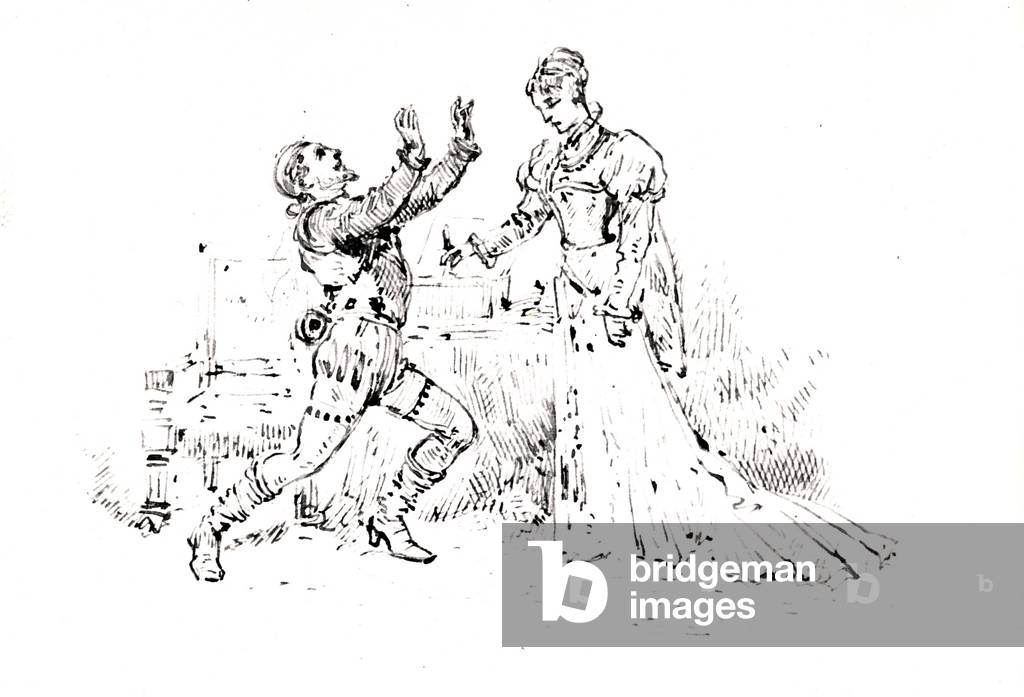 Production booklet for 'Ruy Blas' (1838) by Victor Hugo (1802-85), 1880 (pen and ink on paper) (b/w photo)