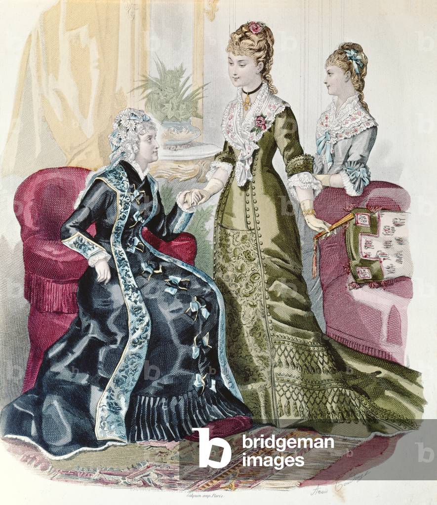 Fashion of the Second Empire, from 'La Mode Illustrée' (coloured engraving)