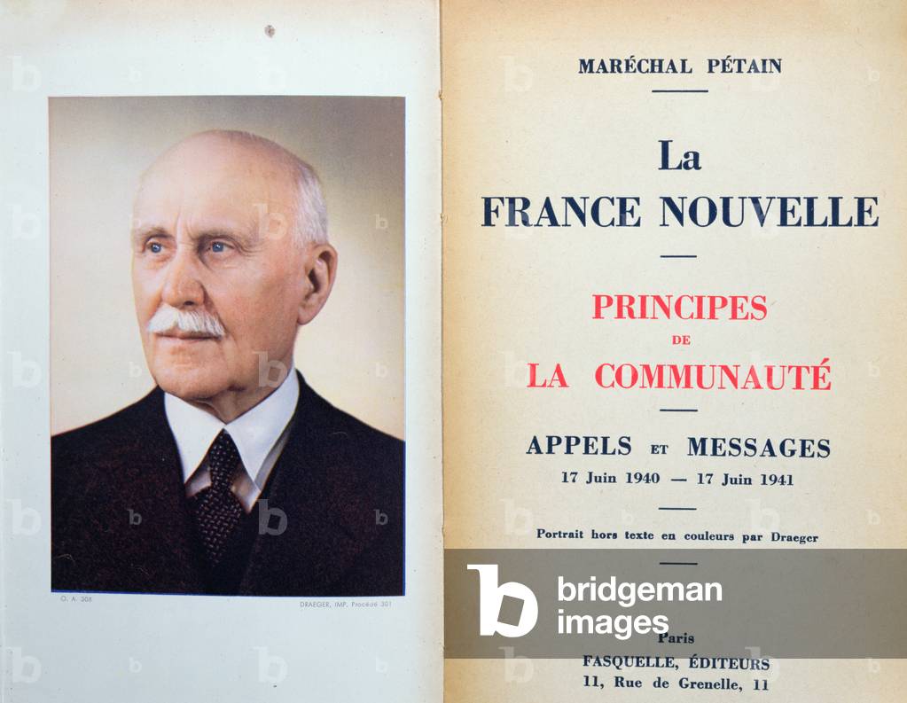 Frontispiece of 'La France Nouvelle' by Marshal Petain (1856-1951) 1940-41 (colour litho)