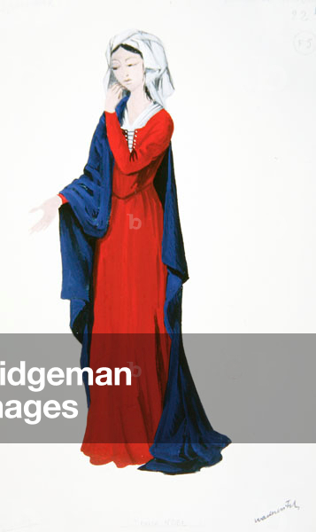 Costume design for the rôle of 'Mara' in 'L'Annonce faite à Marie' by Paul Claudel, 1955 (gouache on paper)