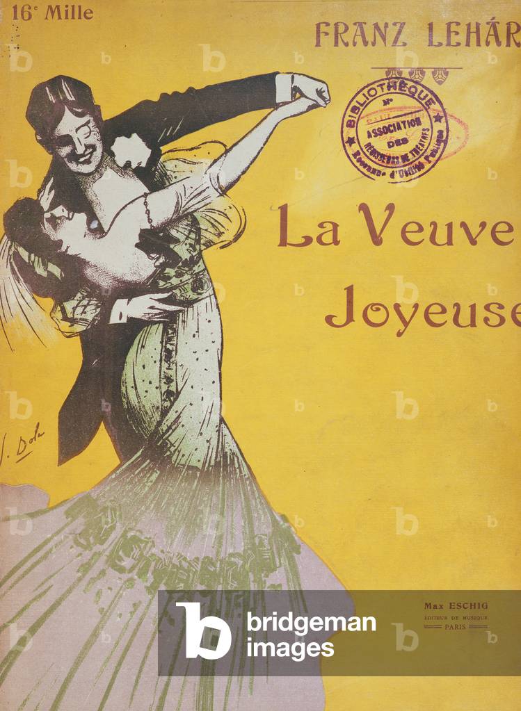 Front cover of the score sheet of 'The Merry Widow' by Franz Lehar (1870-1948) (colour litho)
