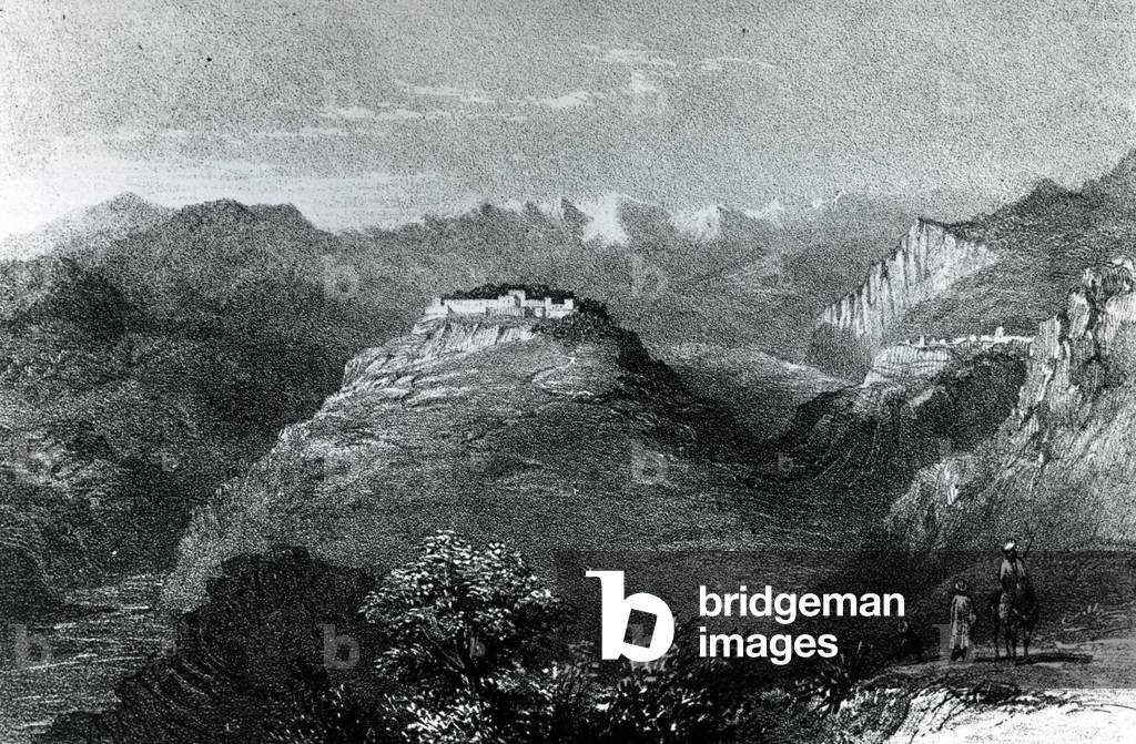 Lady Hester Stanhope's Residence at Joon, on Mount Lebanon, 1845 (litho)