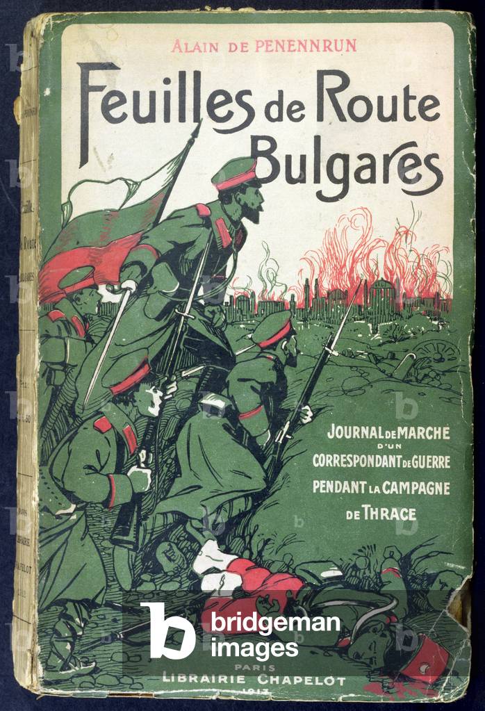 Book cover of a war correspondent's journal during the Balkan wars of 1912-13, 1913 (colour litho)