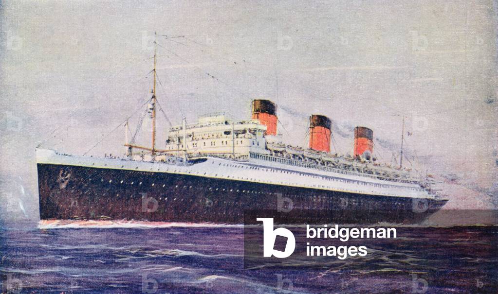 Promotional postcard depicting the 'Ile de France' liner for the 'Compagnie Generale Transatlantique' (colour litho)