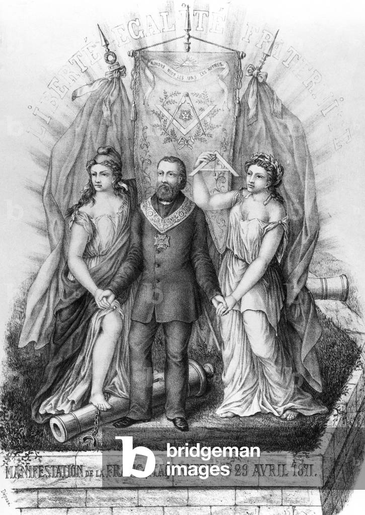 Freemasonry and the Commune, 1871 (litho) (b/w photo)