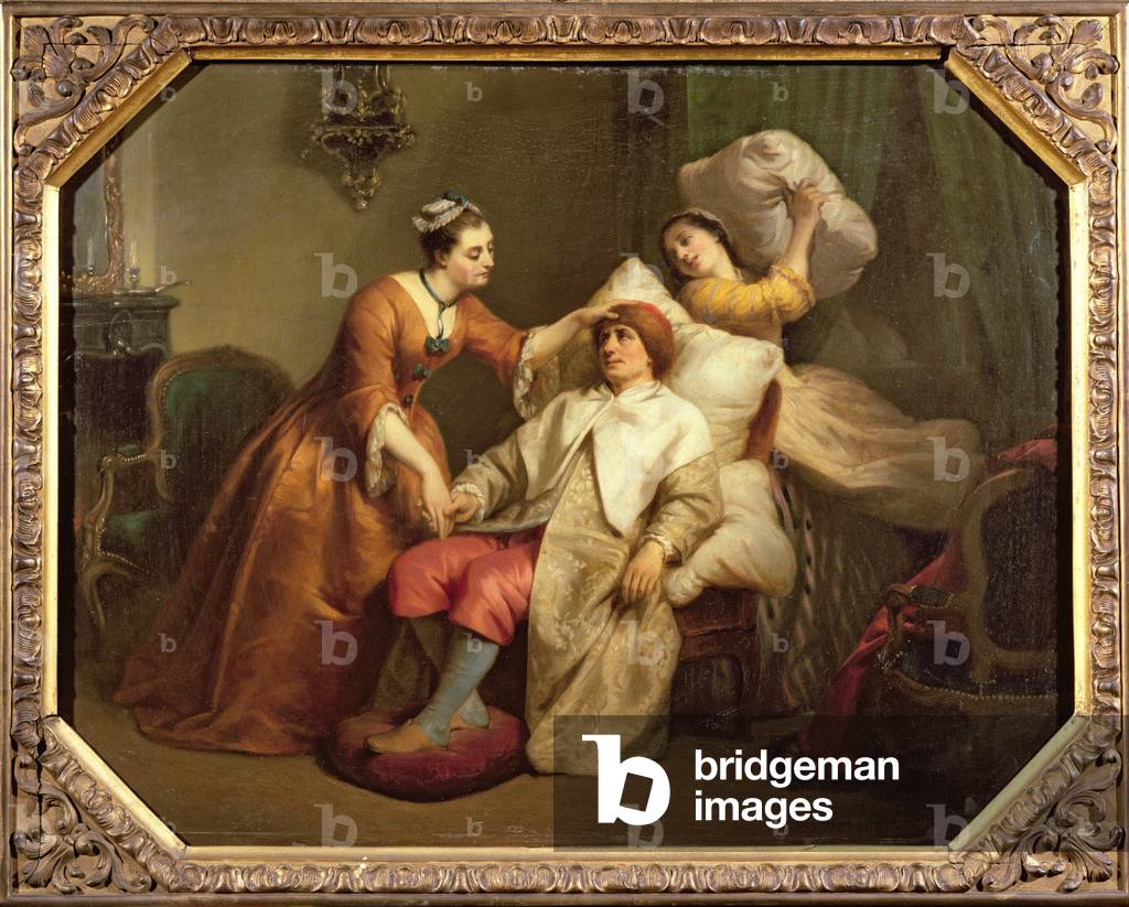 Immagine di Dipinto "L'attore Bonneval nel ruolo di Argan nella commedia di Moliere 'Le Malade Imaginaire' (ol