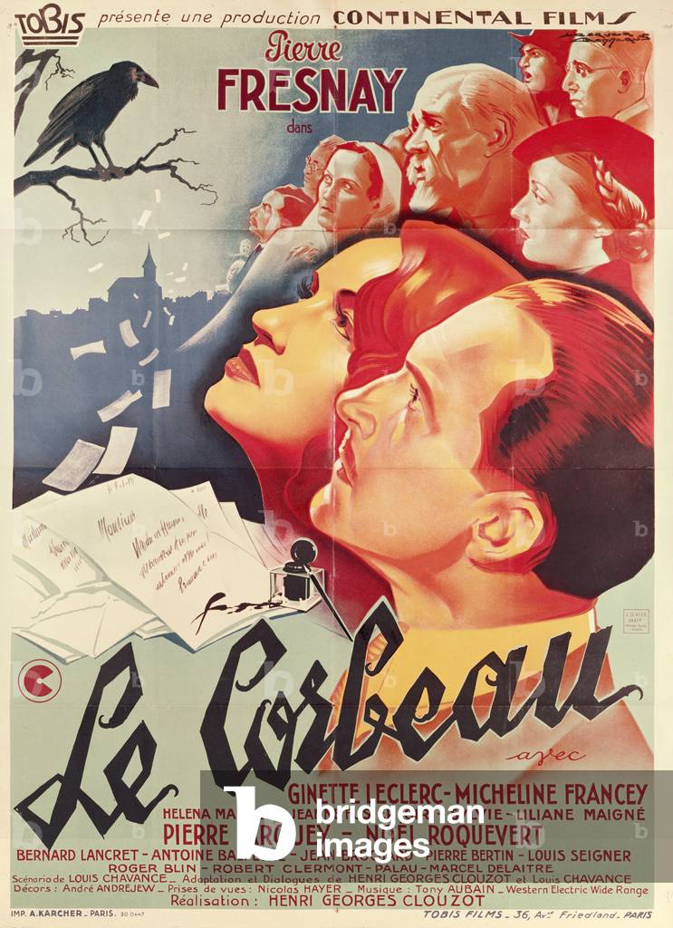 Poster for the film 'Le Corbeau' by Henri-Georges Clouzot (1907-77), 1943 (colour litho)