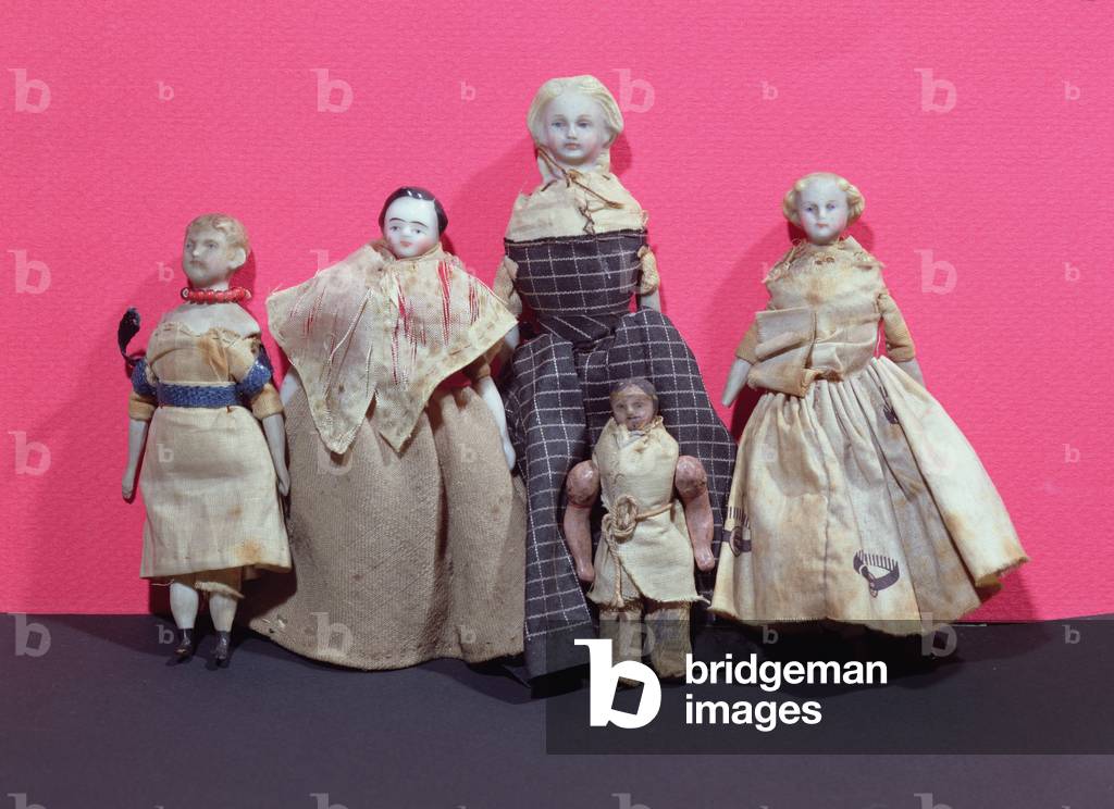 Collection of dolls, possibly used by Honore de Balzac (1799-1850) as an aide memoire for 'La Comedie Humaine' (mixed media)