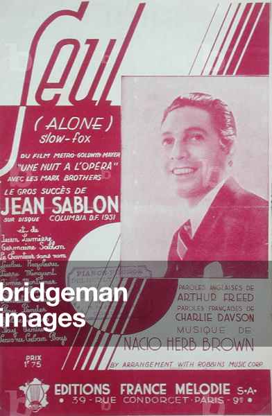 Score sheet and record cover for 'Seul' starring Jean Sablon (1906-94), 1935 (colour litho)