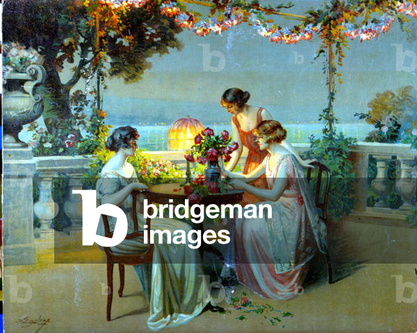 On the French Riviera, c.1910 (colour litho)