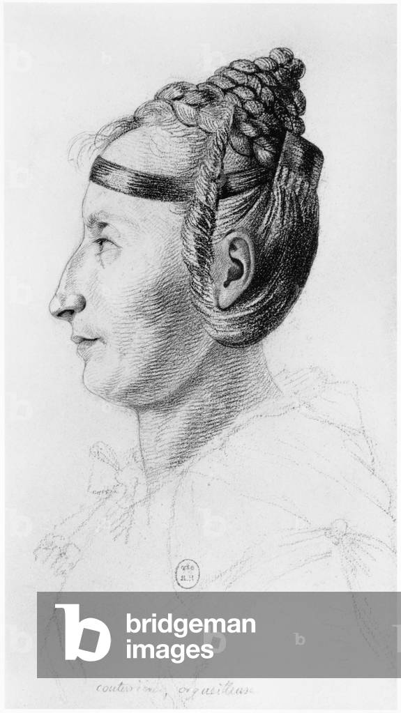A proud dressmaker, profile, illustration from an unpublished treatise by Jean Etienne Dominique Esquirol (1772-1840) on the lunatics of the Salpetriere asylum, c.1818 (pencil on paper)