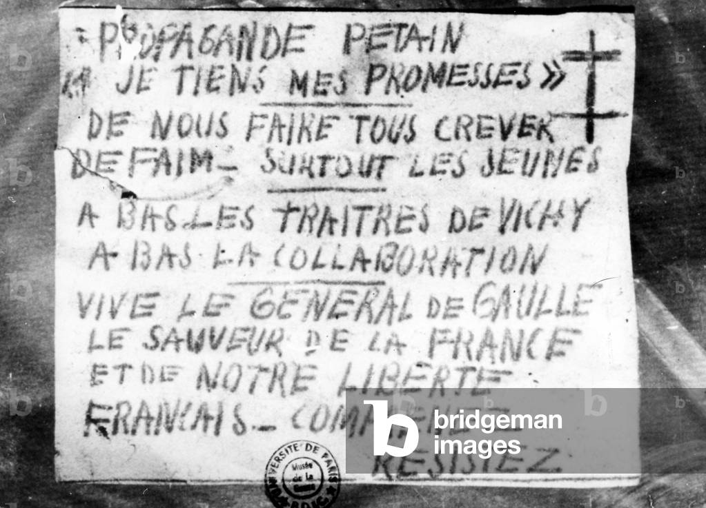 French Resistance Flier, 1944 (b/w photo)