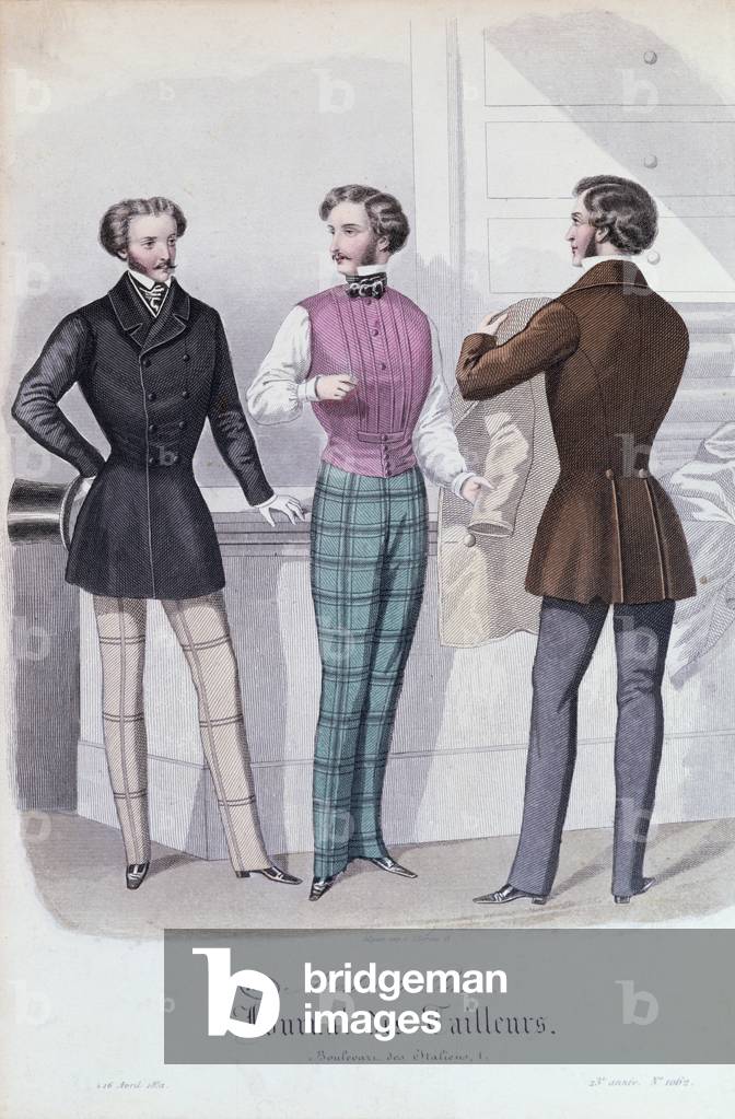 At the Tailors, 1852 (coloured engraving)